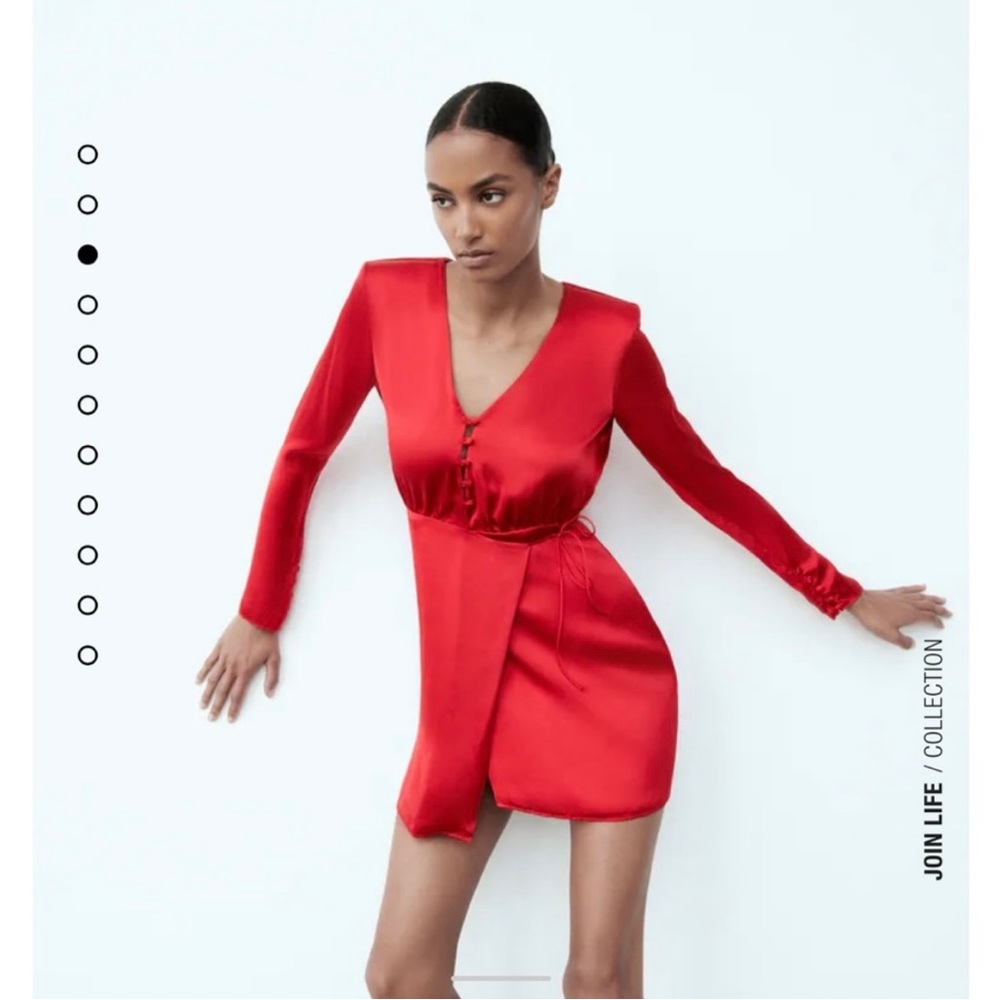 Zara Satin effect wrap dress